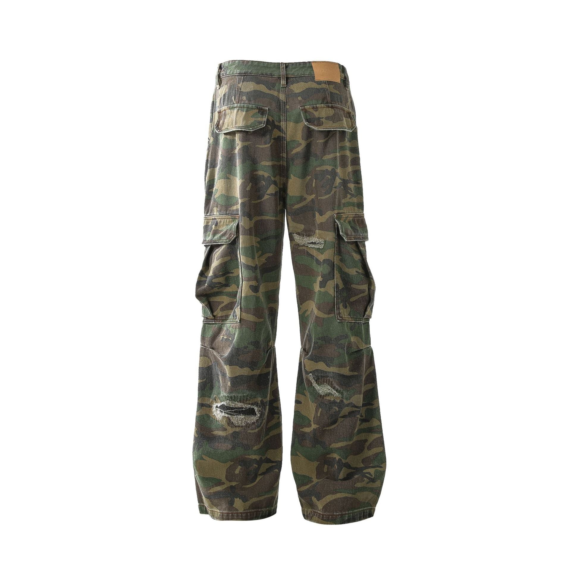 Fashion workwear jeans high street embroidery loose wide pants