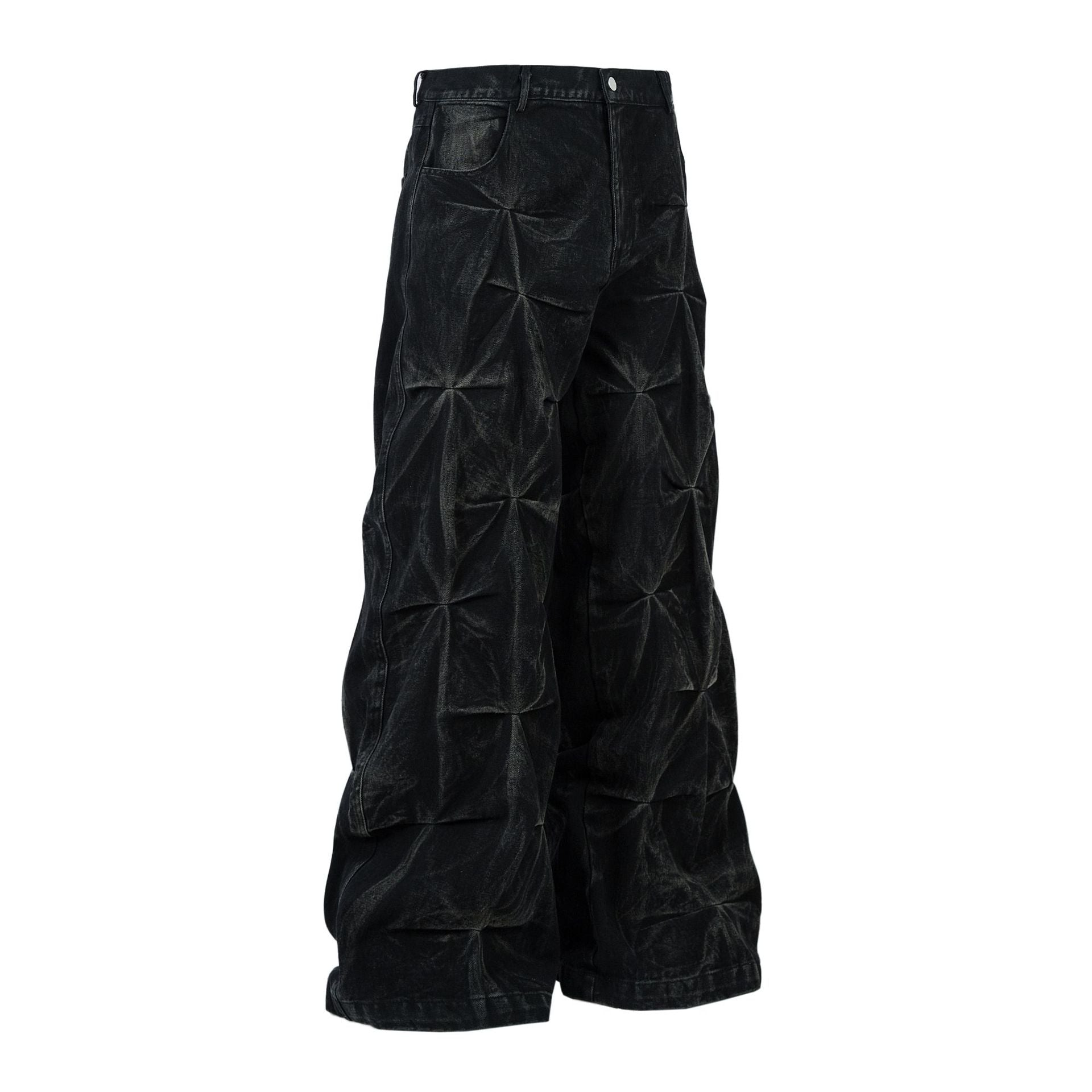 New Slimming Pleated Washed Jeans