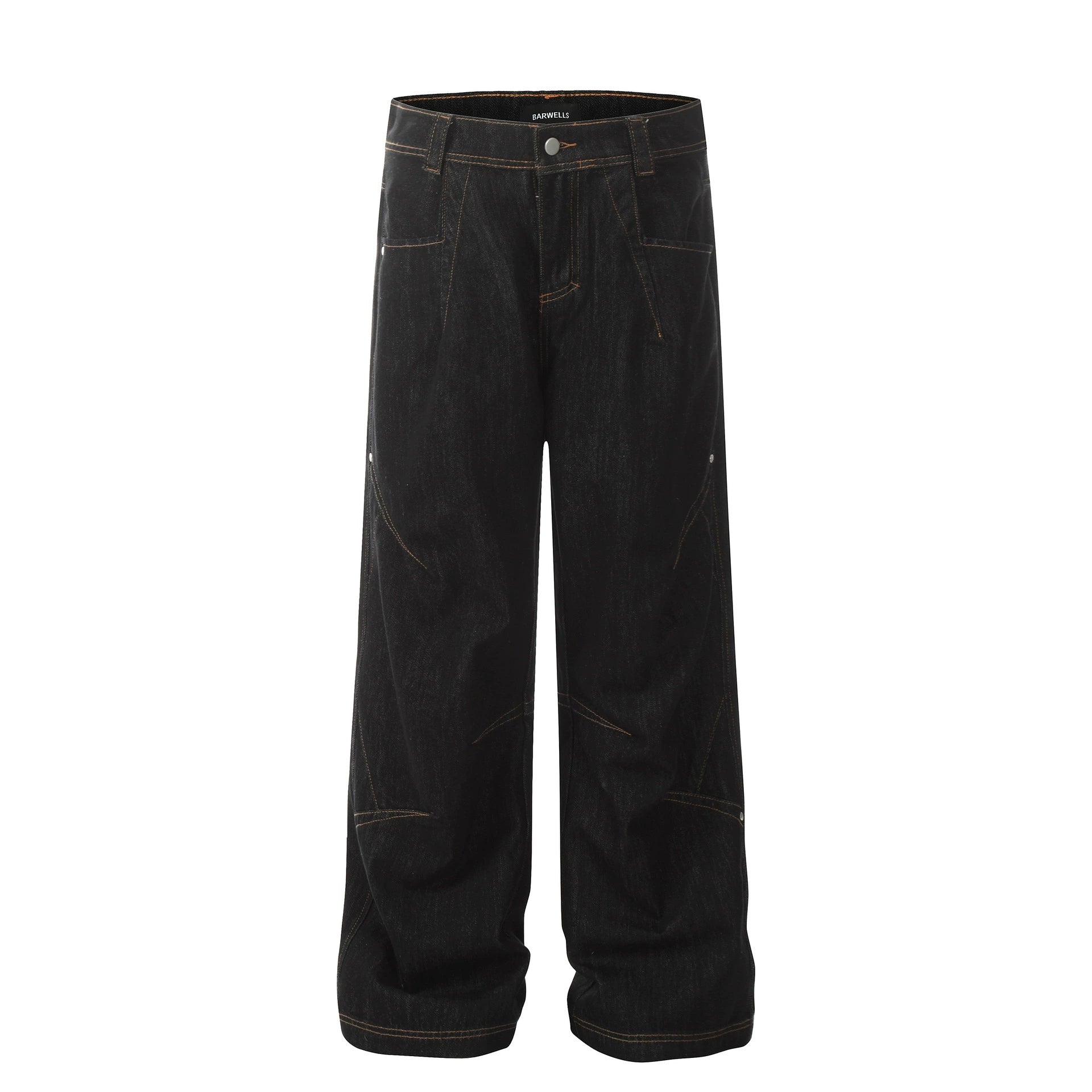 Fashion workwear jeans high street embroidery loose wide pants