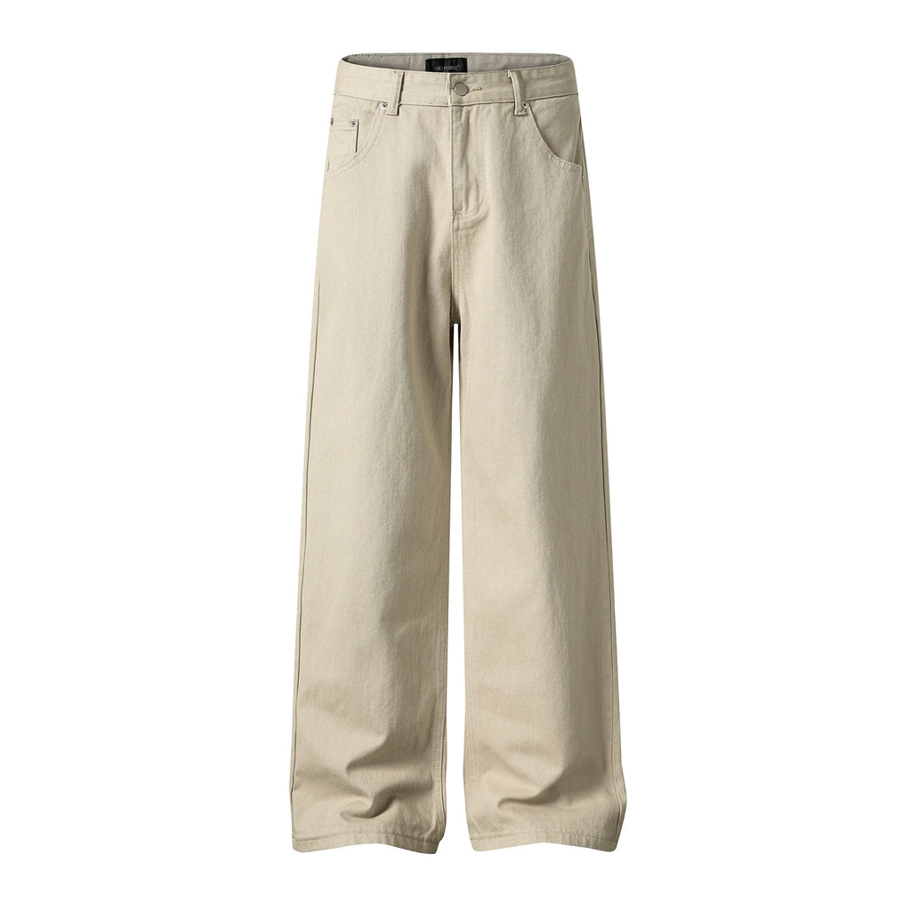 Fashion workwear jeans high street embroidery loose wide pants