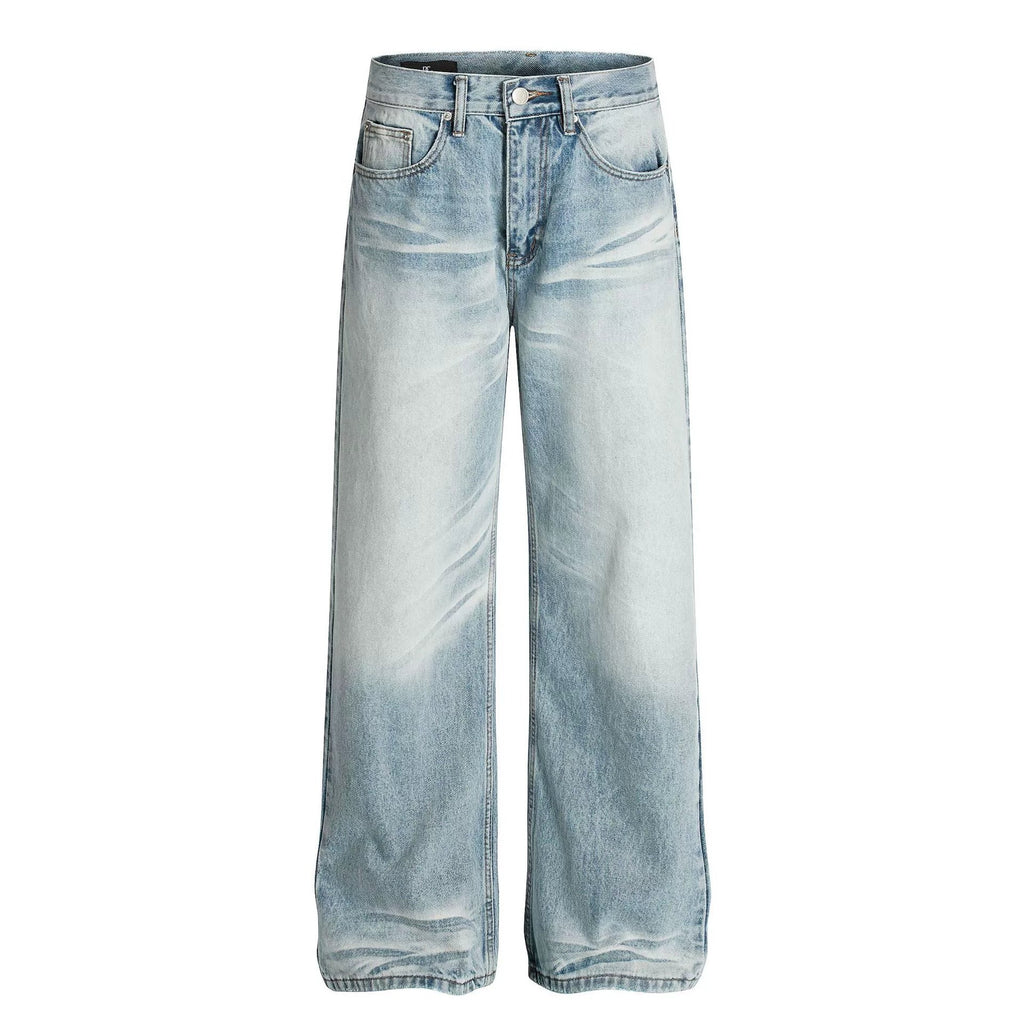 Fashion workwear jeans high street embroidery loose wide pants
