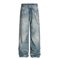 Fashion workwear jeans high street embroidery loose wide pants