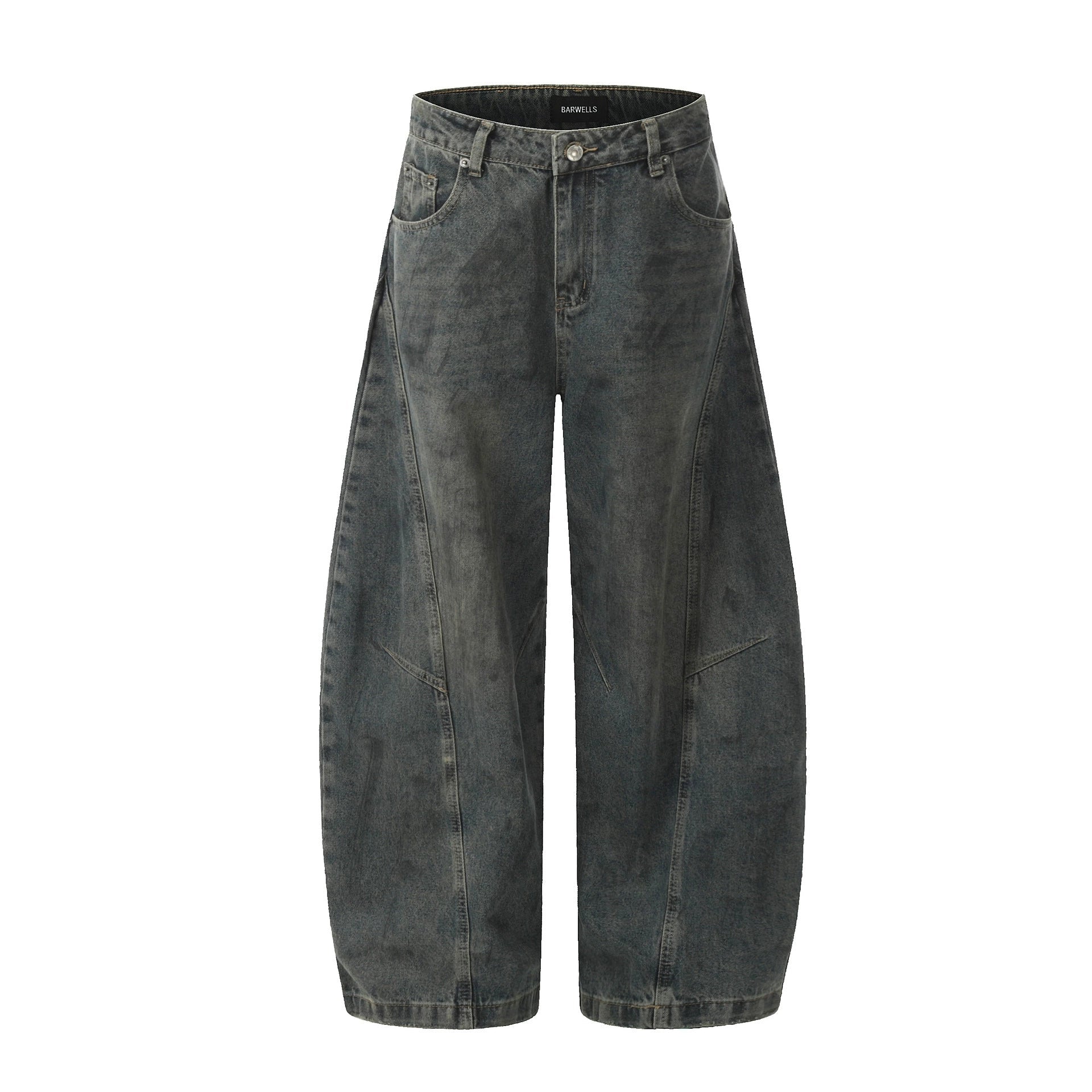 Fashion workwear jeans high street embroidery loose wide pants