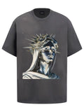 Fashion printed solid color T-shirt