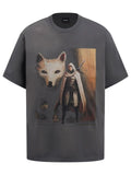 Fashion printed solid color T-shirt